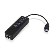 Hub USB Ewent 3 Portas USB 3.1 Gen 1 + 1 Porta RJ45 Gigabit