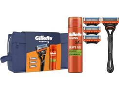 Conjunto de Oferta GILLETTE Fusion5 com Máquina de Barbear + Gel Barbear + 3 Recargas Lâminas + Bolsa Viagem 1 un