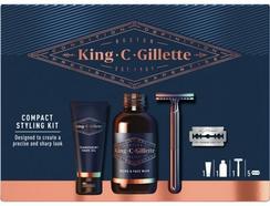 Coffret KING C. GILLETTE Gel de Barbear (30 ml) + Gel de Lavagem (60 ml) + Máquina descartável + 5 Lâminas