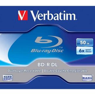 1×5 Verbatim BD-R Blu-Ray 50GB 6x Speed, white blue Jewel Case