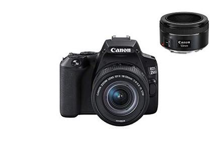 Kit Máquina Fotográfica Reflex CANON EOS 250 D + 18-55 IS STM + 50 f/1.8 (24.1 MP – Sensor: APS-C – ISO: 100 a 51200)