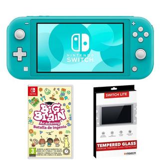 Nintendo Switch Lite Azul Turquesa + Big Brain Academy: Brain vs Brain + Protetor de Vidro Temperado