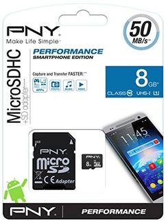 Cartão de Memória MicroSDHC PNY (8 GB – 50 MB/s – Class10)
