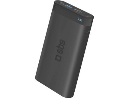 Powerbank SBS Dual Charge (16000 mAh – 2 USB – Micro-USB – USB-C – Lightning – Preto
