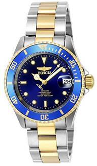 Relógio automático Invicta 8928OB Pro Diver com mostrador azul e bracelete em aço inoxidável cinzento e dourado