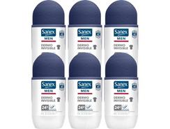 Desodorizante Roll On SANEX MEN Dermo Inivisible 24H (6 x 50 ml)