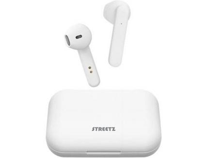 Auriculares Bluetooth True Wireless STREETZ TWS-1105 (In Ear – Microfone – Branco)
