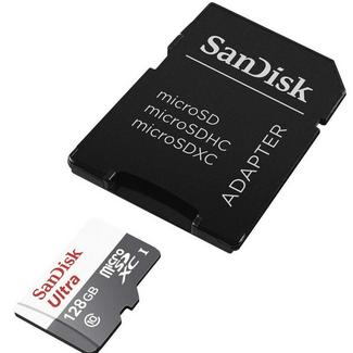 Cartão de Memória MicroSDXC SANDISK Ultra 128 GB + SD Adapter Cartão de Memória Class 10