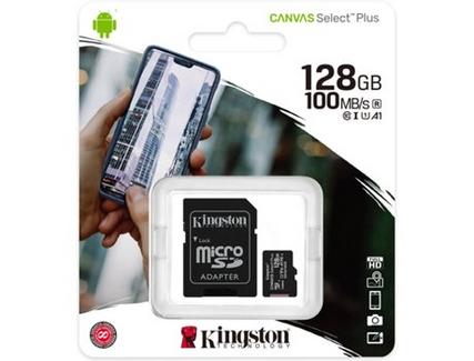 Cartão de Memória MicroSD KINGSTON Canvas Select Plus (128 GB – SDHC) + Adaptador
