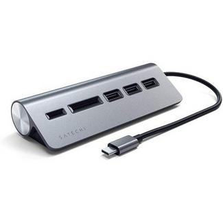 Hub SATECHI USB-C e Leitor de cartões (Cinzento Escuro)