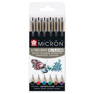 Estojo de 6 marcadores Pigma Micron de 0 5 mm de espessura de diferentes cores multicolor