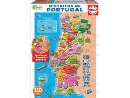 Puzzle EDUCA Distritos de Portugal (Idade Mínima Recomendada: 6 Anos – 150 Peças)