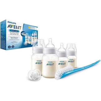 Pack de amamentação de recém-nascido Avent anticólicas com sistema AirFree: 4 biberões + chupeta transparente Transparente