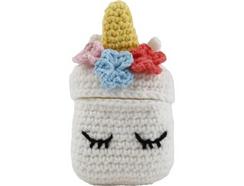 Capa AirPods FUNNY Crochet Unicórnio Branco
