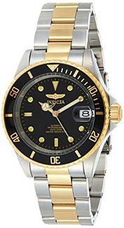 Relógio automático Invicta 8927OB Pro Diver com mostrador preto e bracelete em aço inoxidável cinzento e dourado