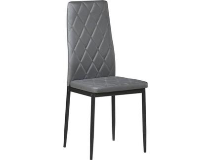 Conjunto 4 Cadeiras CSD Crown (Cinzento – Pele Sintética e Metal – 98 x 41 x 47 cm)