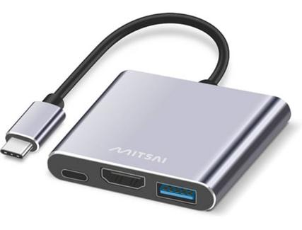 Adaptador MITSAI USB-C para HDMI + USB-C + USB 3.0
