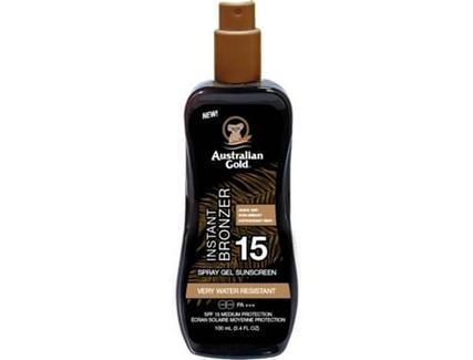 Protetor Solar AUSTRALIAN GOLD Instant Bronzer Spray Gel SPF 15 (100 ml)
