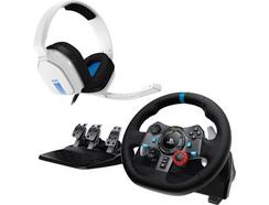 Bundle LOGITECH Volante G29 Driving Force + Headset Astro Gaming A10 (Branco – Azul)