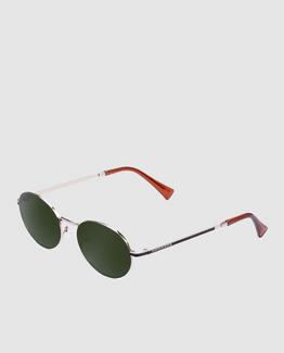 Óculos de sol unissexo Hawkers ovais com armação metálica e lentes verdes Prata