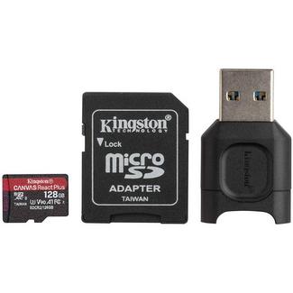 Cartão de Memória MicroSD KINGSTON React Plus (128 GB – Class 10, UHS-II, U3, V90, A1)