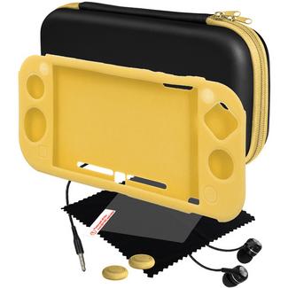 Kit Capa de Silicone + Protetor de Ecrã + Auscultadores BLACKFIRE para Nintendo Switch Lite (Amarelo)