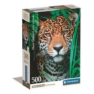 CLEMENTONI – Puzzle High Quality Collection Compact: Jaguar In The Jungle – 500 Peças
