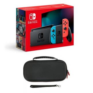 Nintendo Switch Azul Neón/Vermelho Neón V3 + Konix Luxury Bag Bolsa Preta