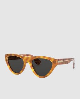 Óculos de sol de mulher Burberry cat eye de acetato havana-claro Castanho