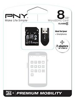 Cartão de Memória MicroSDHC PNY 8GB + Adaptador