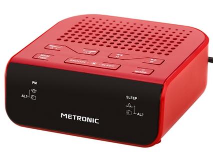 Rádio Despertador Alarme Duplo METRONIC 477011 Vermelho
