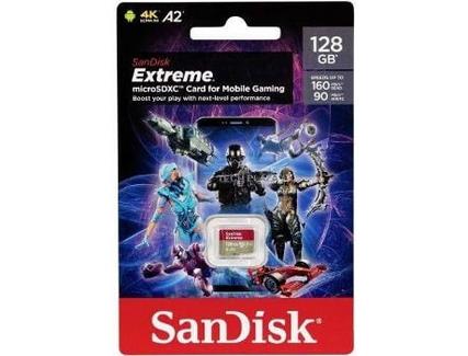 Cartão de Memória Micro SDXC SANDISK Extreme Mobile Gaming (128 GB – 160 MB/s – Classe 3)