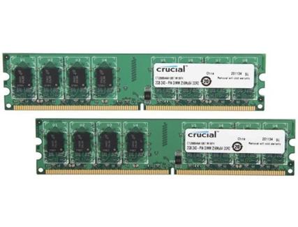 Memória RAM DDR2 CRUCIAL 4 GB (1066 MHz – CL 7 – Verde)