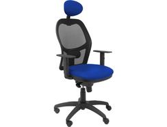 Cadeira de Escritório Executiva PIQUERAS Y CRESPO Jorquera Azul e Preto (Apoio cabeça fixo – Malha e Pele Sintética)