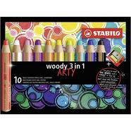 Estojo ARTY de 10 Lápis de Cor Multitalento + Afias Woody 3 em 1 – Multicolor
