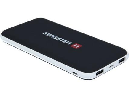 Powerbank SWISSTEN Inlight Slim (10000 mAh – 2 USB – 1 MicroUSB – 1 Lightning – Preto)