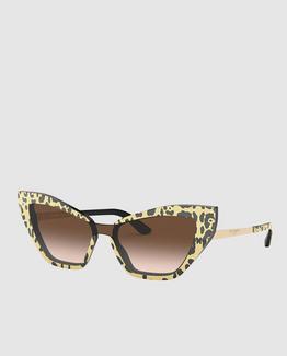 Óculos de sol de mulher Dolce & Gabbana cat eye com armação de acetato animal print Castanho