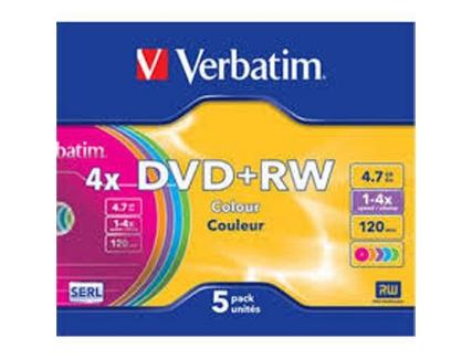 DVD+RW VERBATIM SERL 4.7GB 4X COLOUR SLIM CASE 5