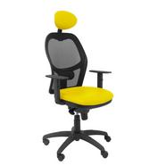 Cadeira de Escritório Executiva PIQUERAS Y CRESPO Jorquera Amarelo e Preto (Apoio cabeça fixo – Malha e Pele Sintética)