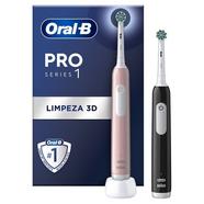 Escova de Dentes Elétrica Oral-B Braun Pro Series 1 – 2 Unidades – Rosa e Preto