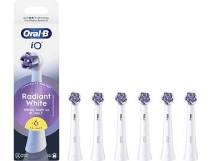 Cabeças de Substituição Recarga iO Radiant White ORAL-B (6 Peças – Branco)