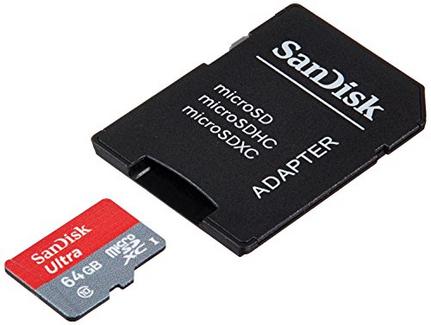 Cartão de Memória MicroSDHC SANDISK 64GB c/ adaptador Class10