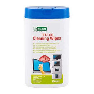 Toalhitas de limpeza para monitores TFT/LCD – pack de 100 unidades