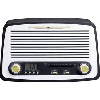 Rádio portátil Lenco SR 02 Design Retro e Relógio/Despertador