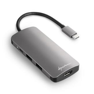 Adaptador Sharkoon USB 3.0 Type C Multiport Cinzento Escuro