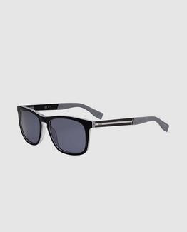 Óculos de sol cat eye de acetato pretos com lentes cinzentas Preto