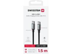 Cabo SWISSTEN Textile Usb-C – Usb-C (Preto)