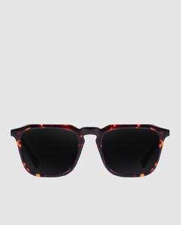 Óculos de sol unissexo Hawkers quadrados de acetato havana com lentes pretas Castanho