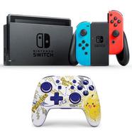 Nintendo Switch Azul Neon/Vermelho Neón V2 + Power A Comando Nano Sem Fios Pikachu School Days