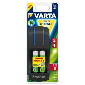 Carregador Varta Pocket 4 x AA 2600 mAh